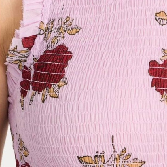 NWT ALIX OF BOHEMIA Smocked Cabana Ruby Rosette Cotton Mini Dress Pink Size S - Picture 6 of 11